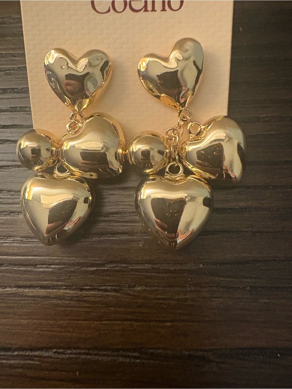 NEW Camila Coelho Gold Heart Drop Earrings - Picture 2 of 2